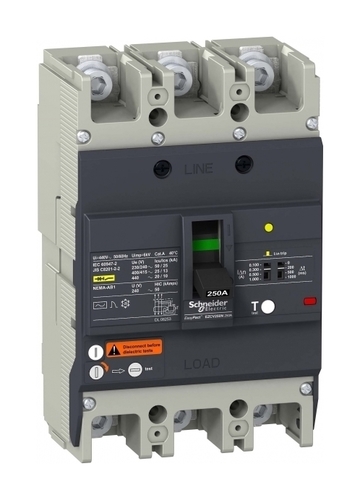 Силовой автомат Schneider Electric Easypact EZC 250, TM-D c диф защитой, 25кА, 3P, 100А