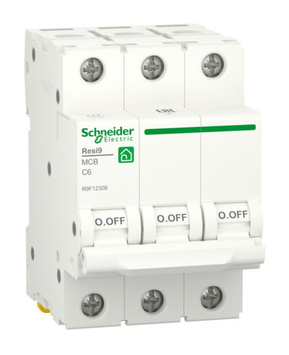 Автоматический выключатель Schneider Electric Resi9 3P 6А (C) 6кА, R9F12306